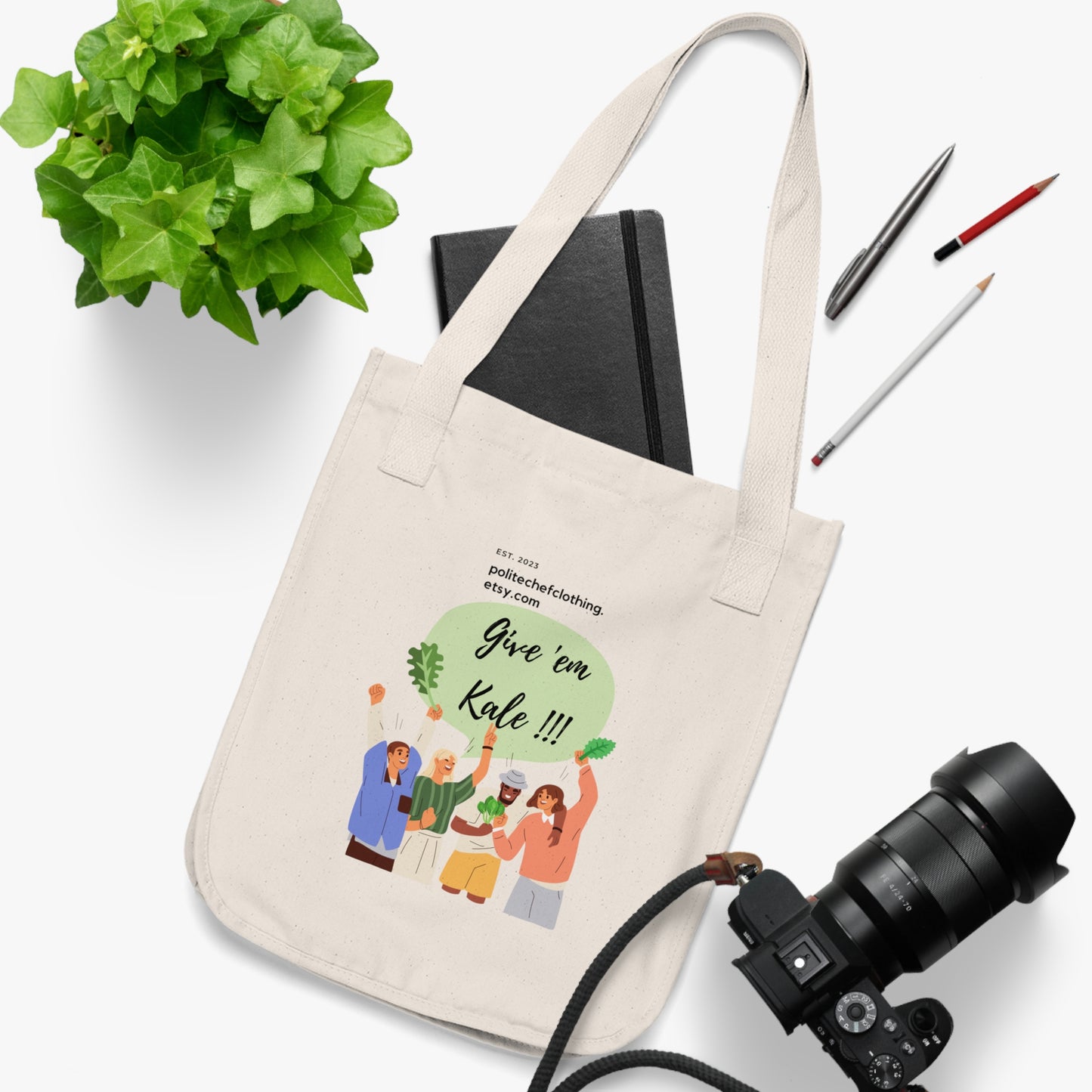 Give Em Kale !!! Organic Canvas Tote Bag
