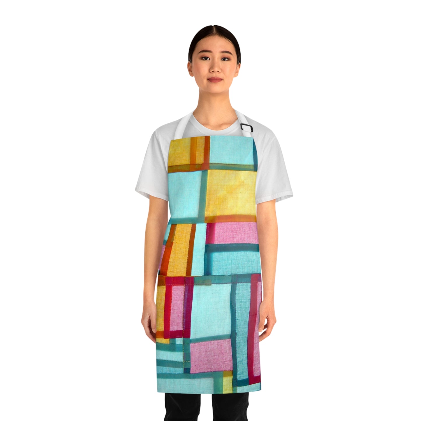 Watercolor Squares Apron with Pockets! (AOP)