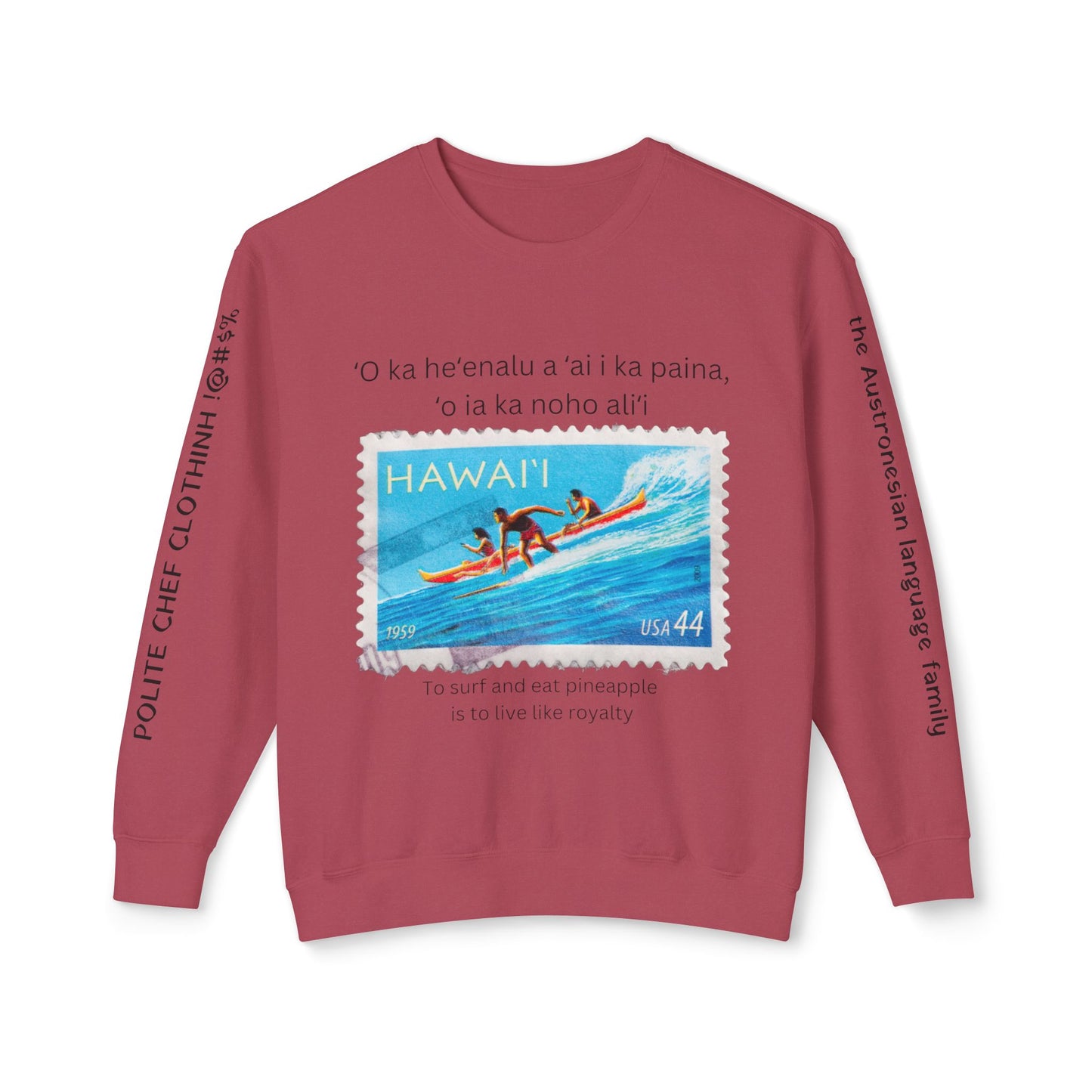 Hawai'i Surf Stamp Unisex Lightweight Crewneck Sweatshirt