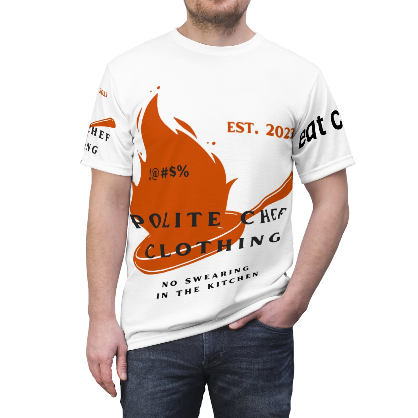 Polite Chef Design with Cookie Recipe Unisex Cut & Sew Tee (AOP)