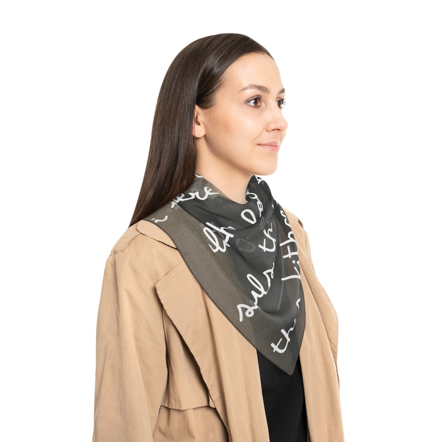 Lady Sits Smiles Poly Scarf