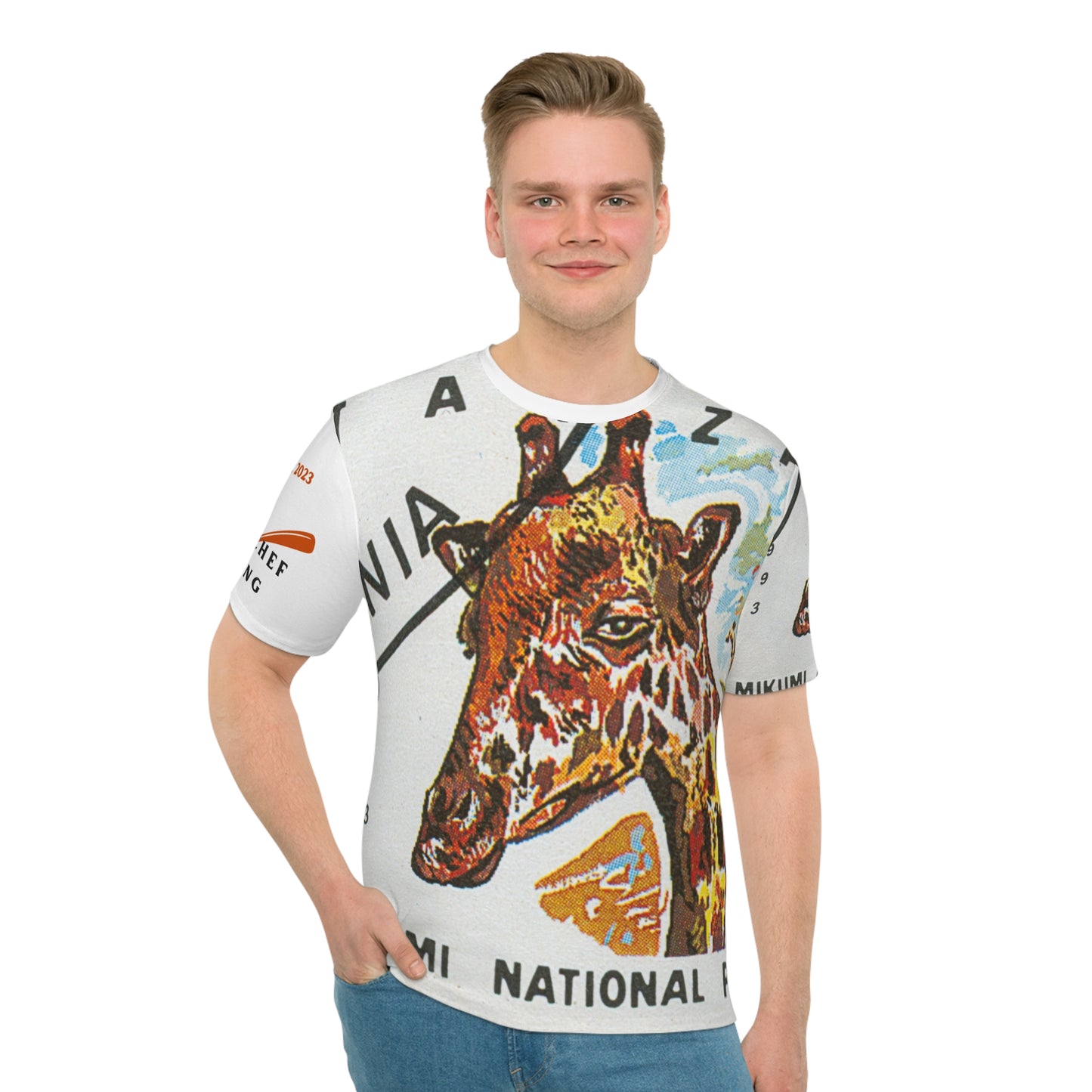 Giraffe Stamp Men's Loose T-shirt (AOP)