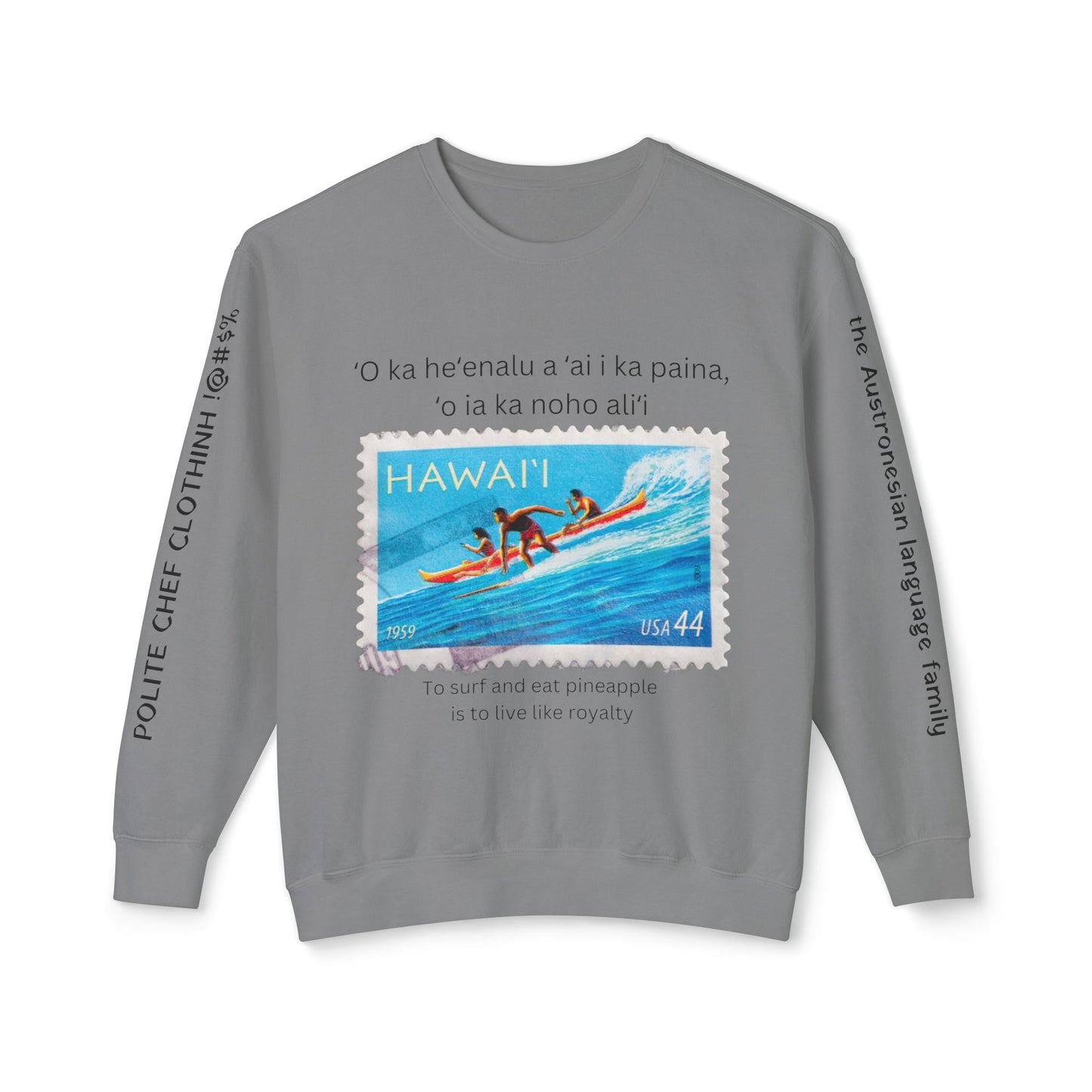 Hawai'i Surf Stamp Unisex Lightweight Crewneck Sweatshirt