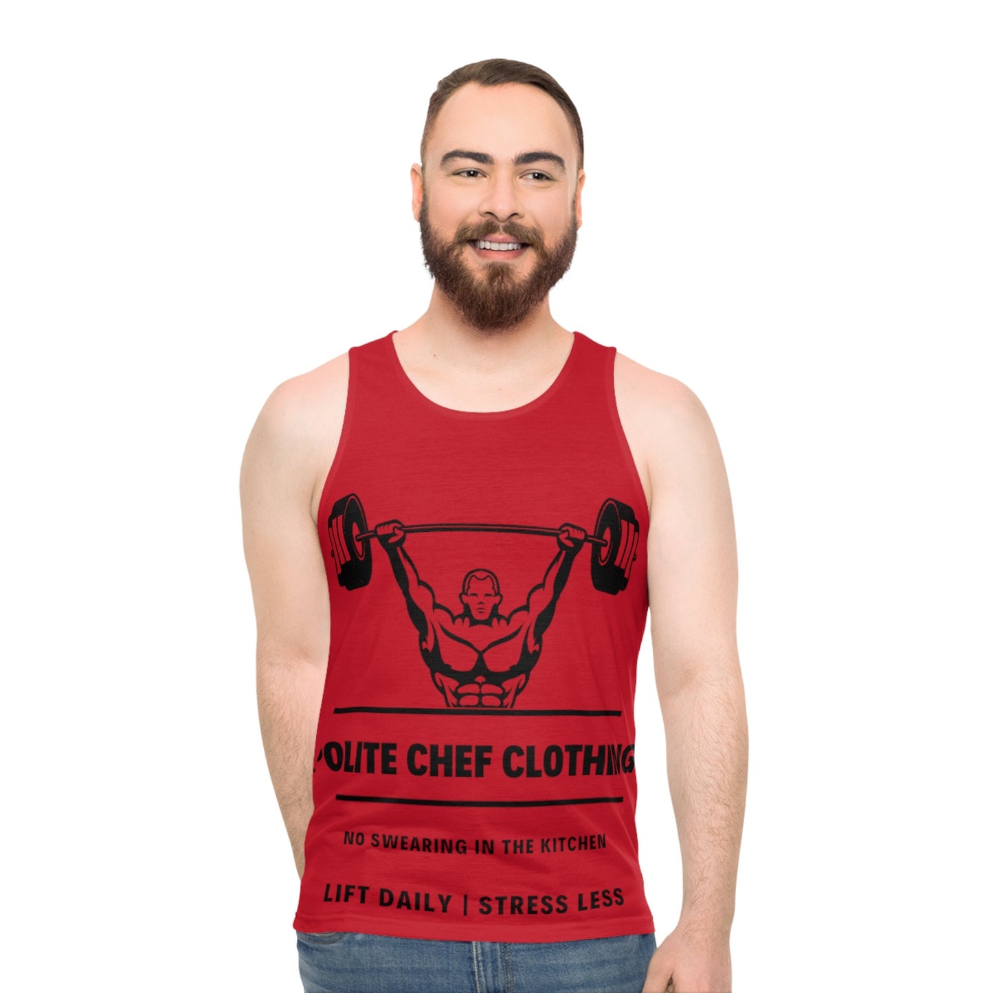 Lift Daily Less Stress Red Unisex Tank Top (AOP)