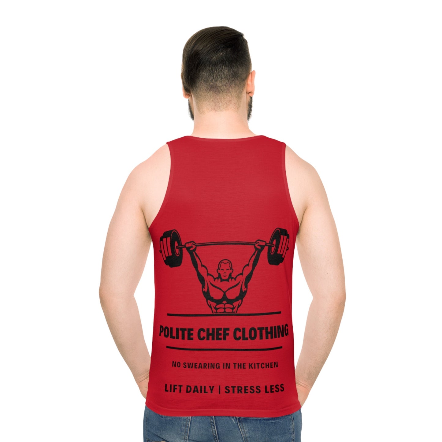 Lift Daily Less Stress Red Unisex Tank Top (AOP)