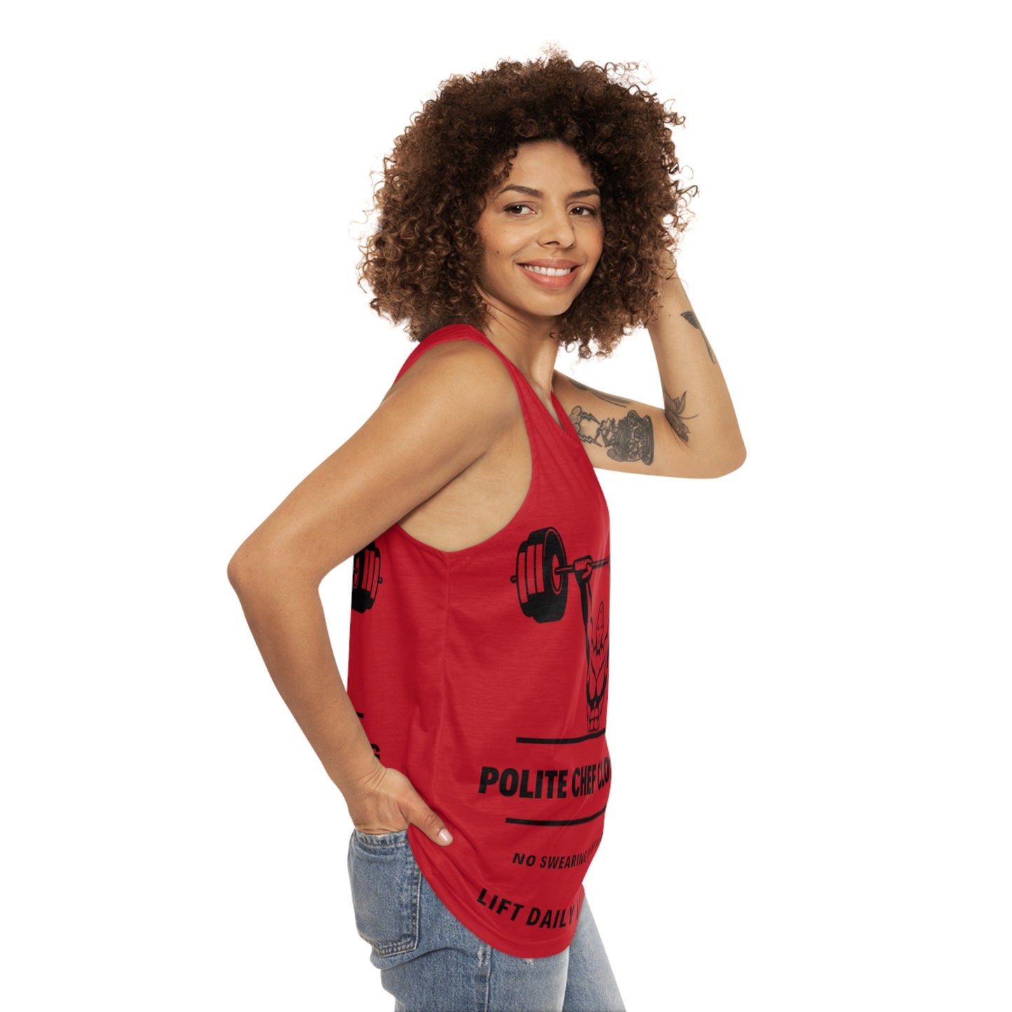 Lift Daily Less Stress Red Unisex Tank Top (AOP)