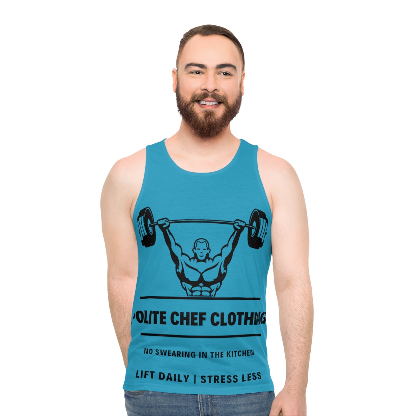 Lift Daily Less Stress Blue Unisex Tank Top (AOP)