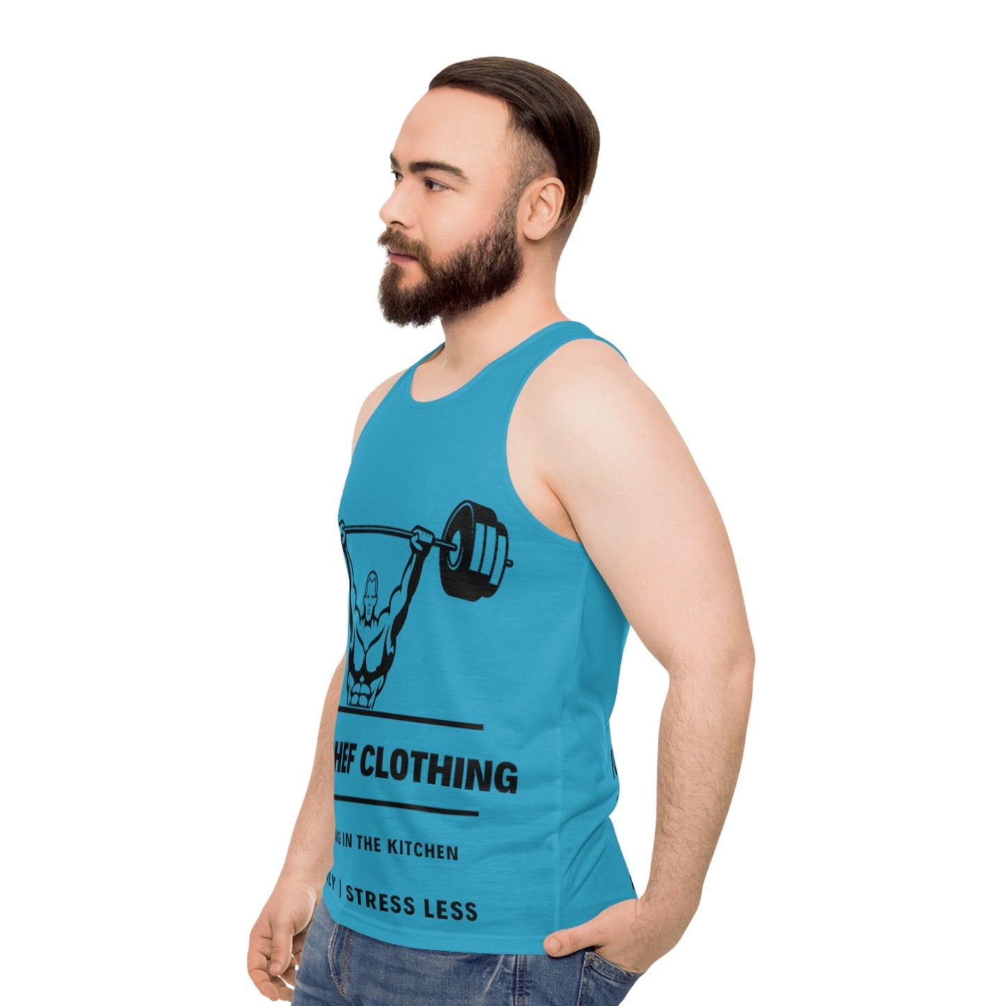 Lift Daily Less Stress Blue Unisex Tank Top (AOP)