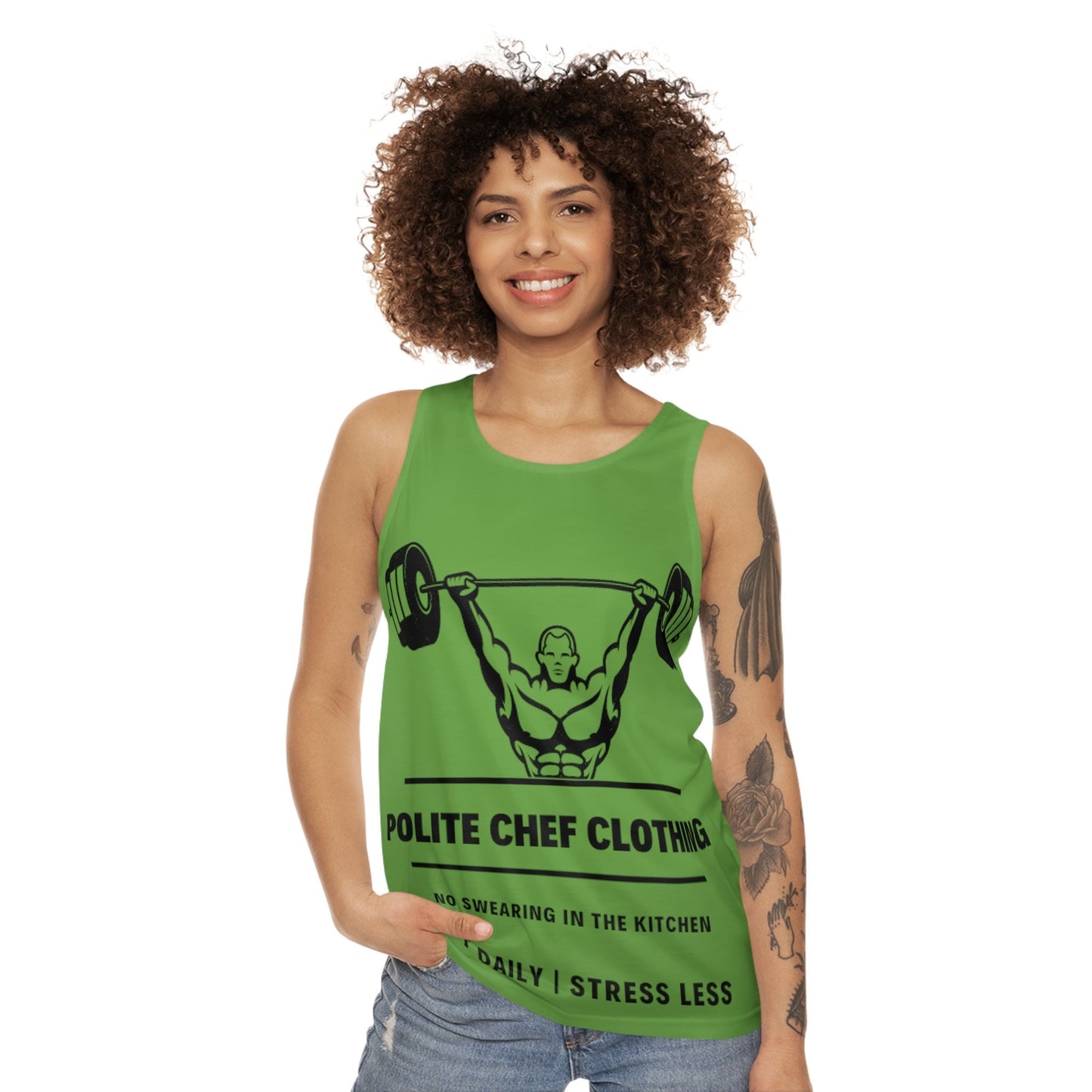 Lift Daily Less Stress Green Unisex Tank Top (AOP)