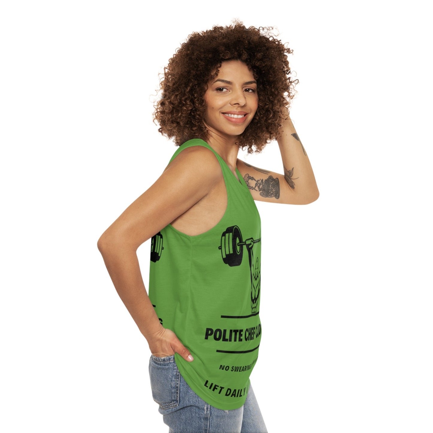 Lift Daily Less Stress Green Unisex Tank Top (AOP)