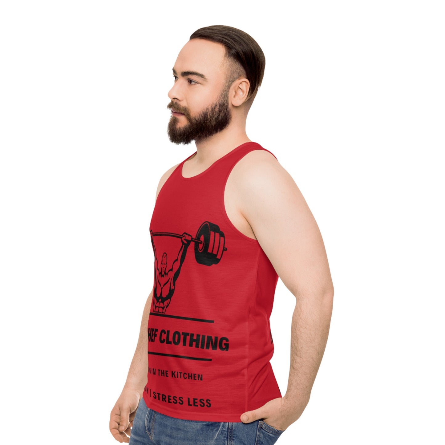 Lift Daily Less Stress Red Unisex Tank Top (AOP)
