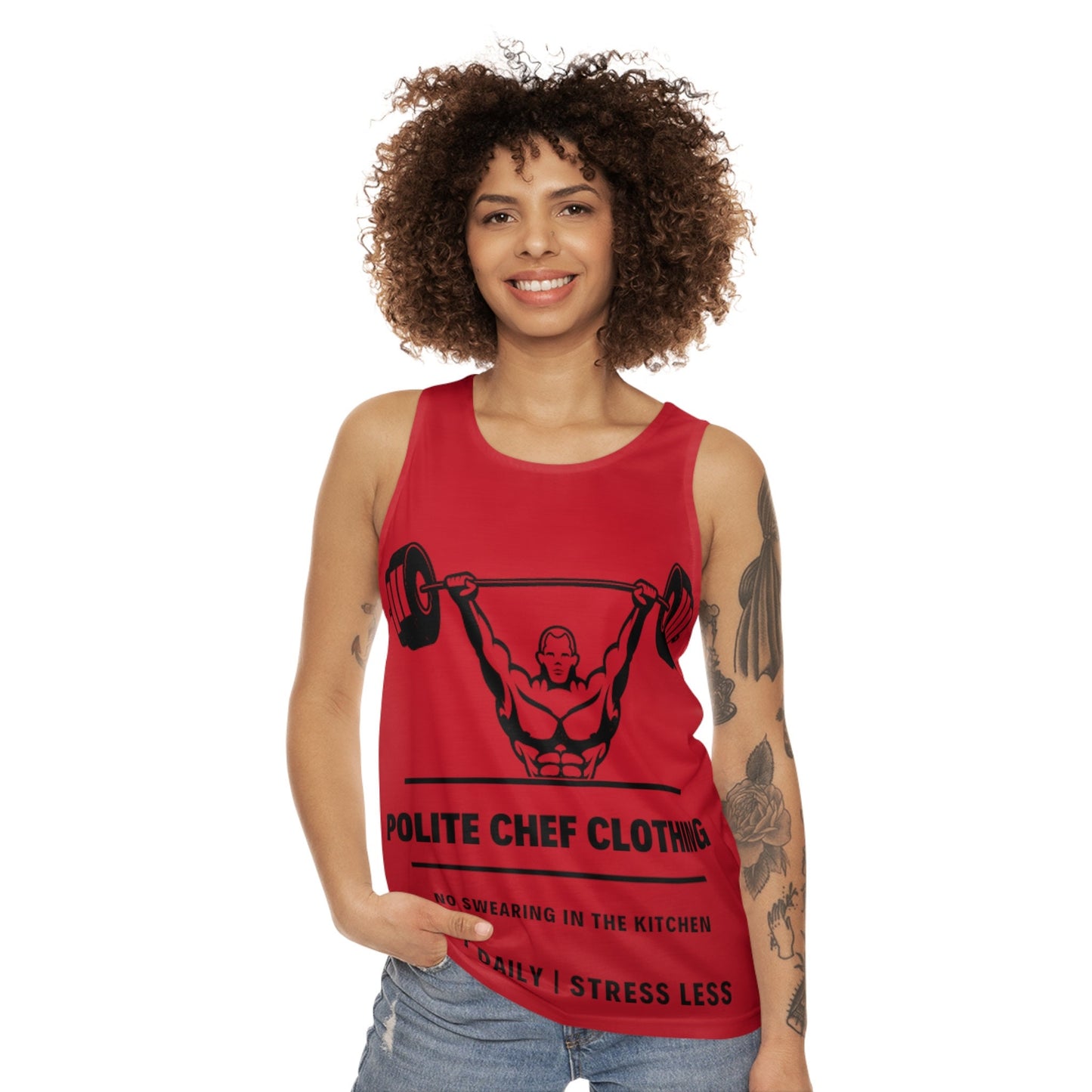 Lift Daily Less Stress Red Unisex Tank Top (AOP)