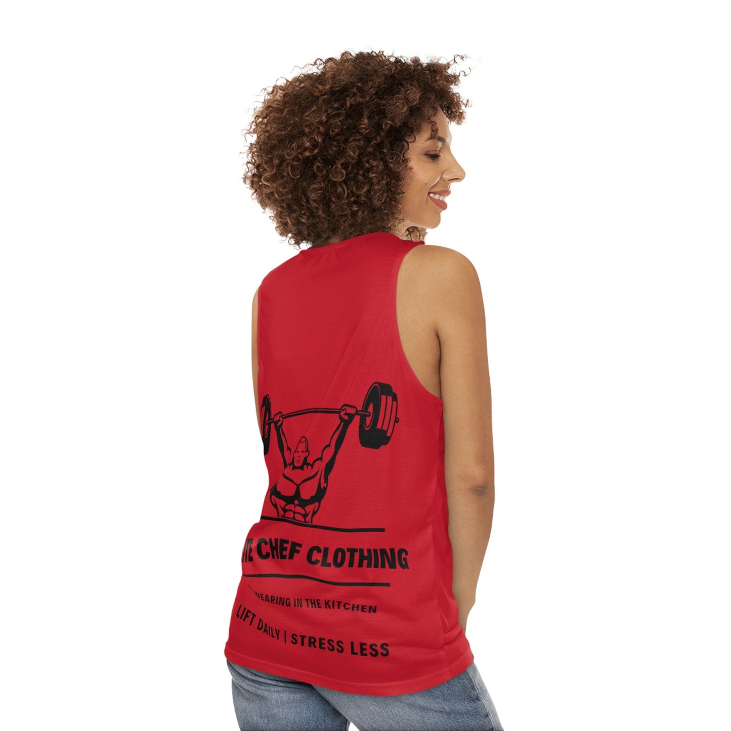 Lift Daily Less Stress Red Unisex Tank Top (AOP)