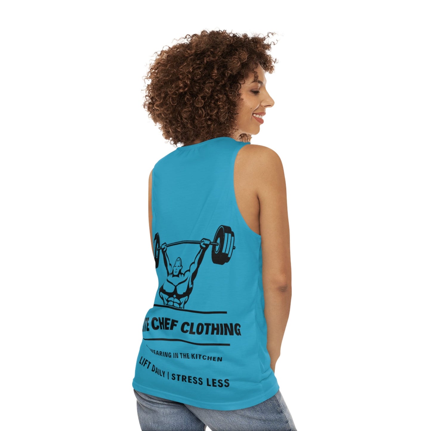 Lift Daily Less Stress Blue Unisex Tank Top (AOP)