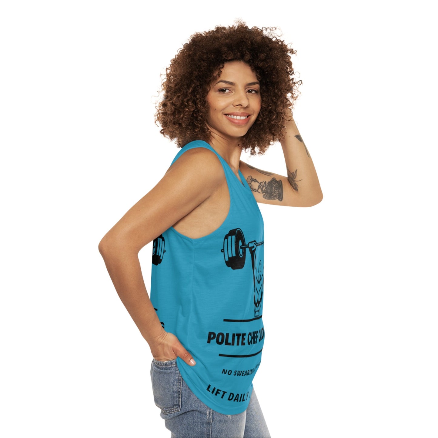 Lift Daily Less Stress Blue Unisex Tank Top (AOP)