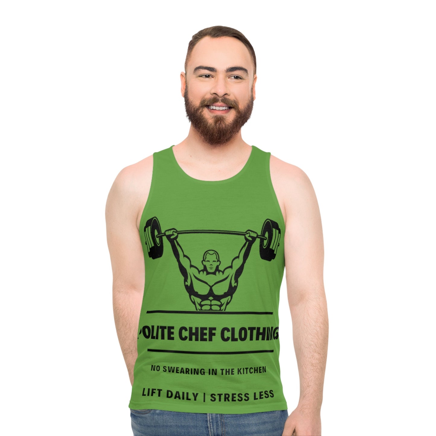 Lift Daily Less Stress Green Unisex Tank Top (AOP)