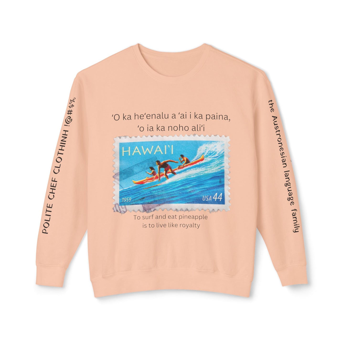 Hawai'i Surf Stamp Unisex Lightweight Crewneck Sweatshirt