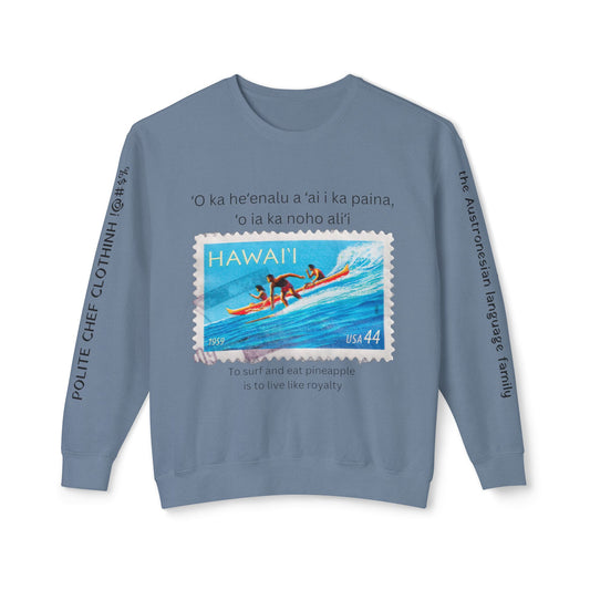 Hawai'i Surf Stamp Unisex Lightweight Crewneck Sweatshirt