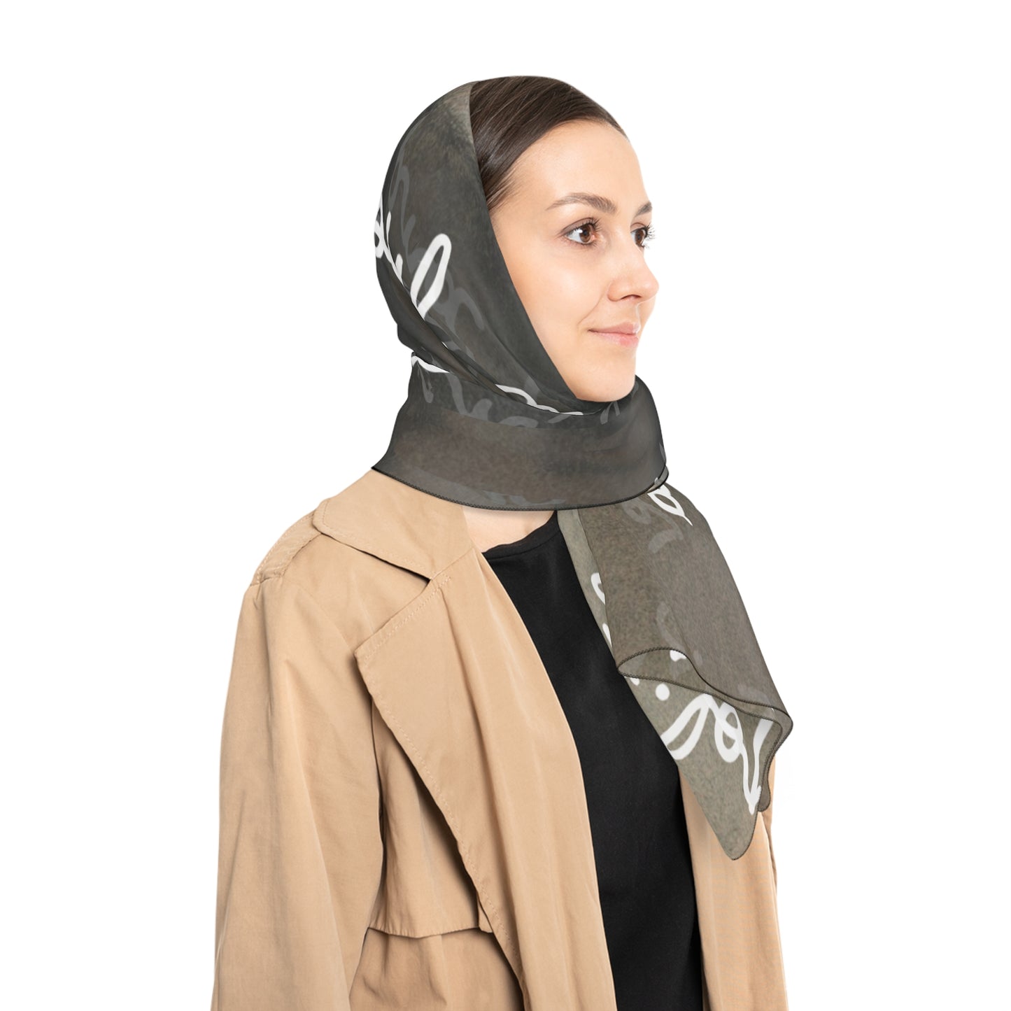 Lady Sits Smiles Poly Scarf