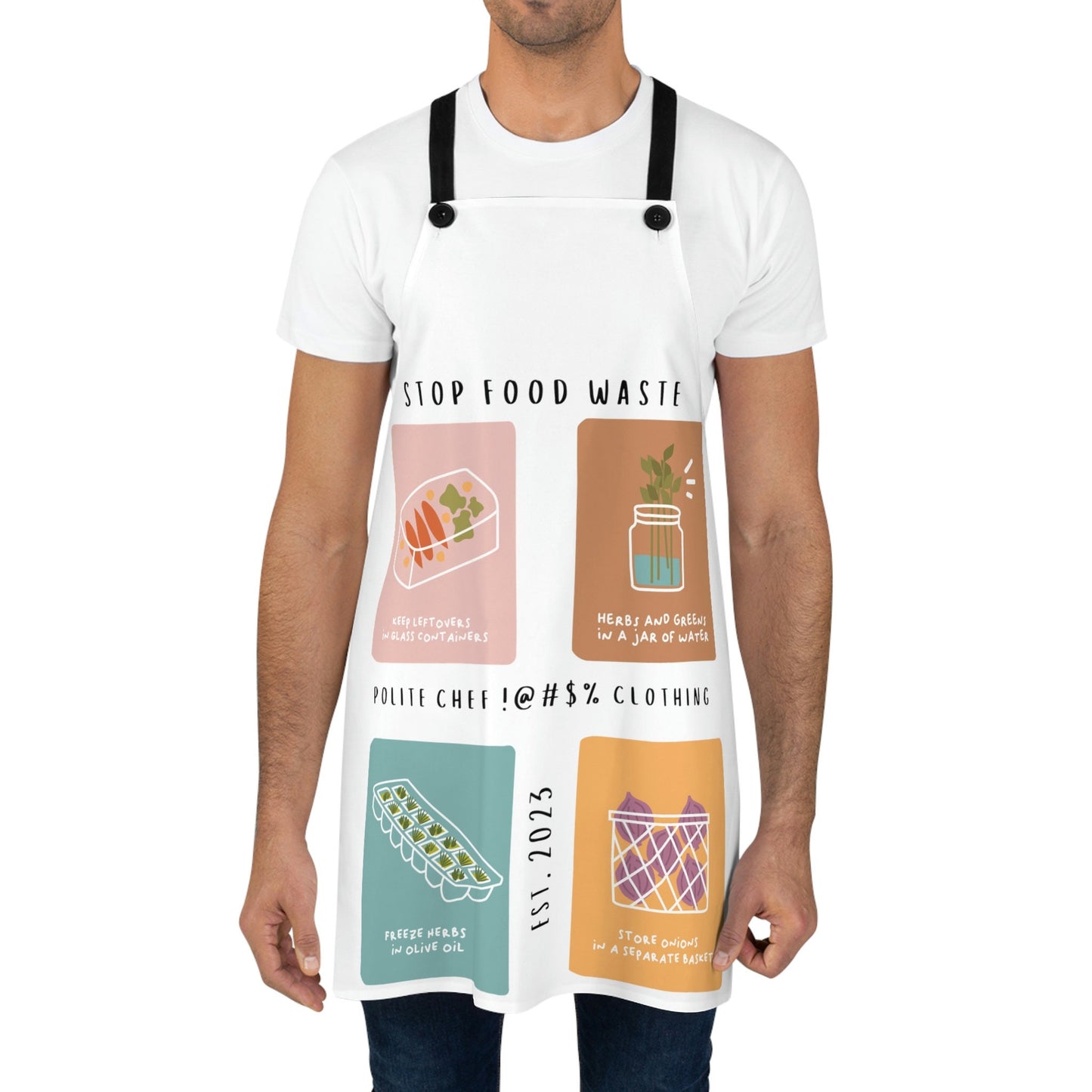 4 Square Stop Food Waste Apron (AOP)