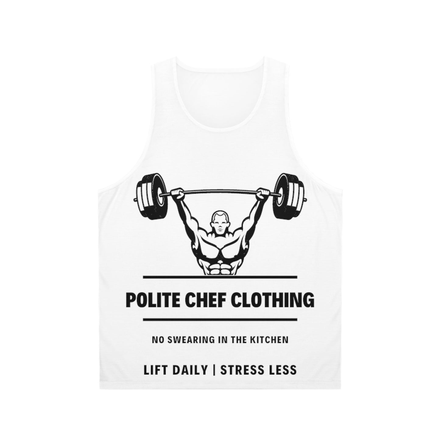 Lift Daily Less Stress White Unisex Tank Top (AOP)